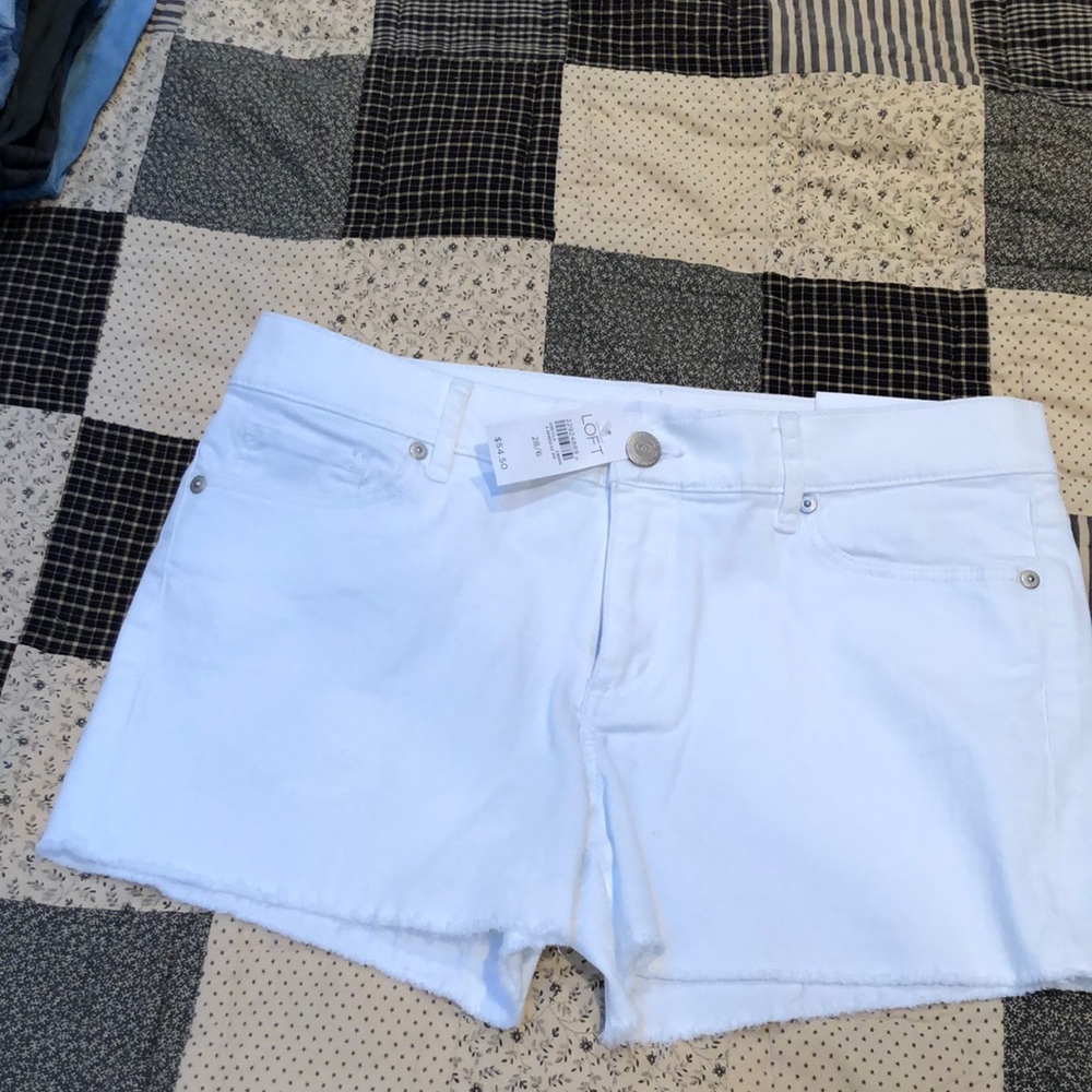 Loft white denim shorts